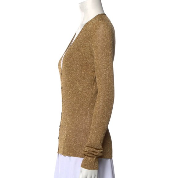 🥳🥂5 X HP🥂🥳 LANVIN METALLIC RIBBED-KNIT CARDIGAN IN GOLD - Picture 5 of 11